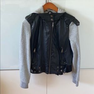 Last Kiss Women’s hooded faux leather jacket